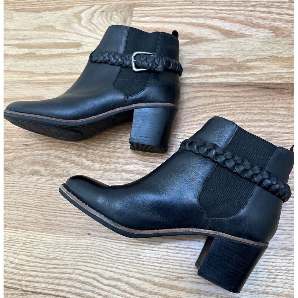 Sperry Liberty Chelsea Boots Leather Braided Strap Booties Black Size 8.5 M - Picture 5 of 15